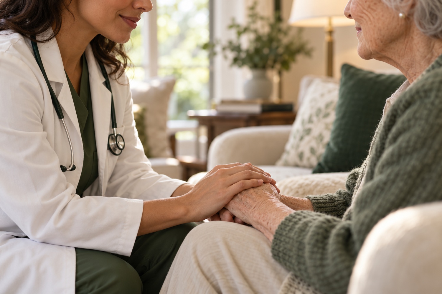 Provider offering supportive care at home